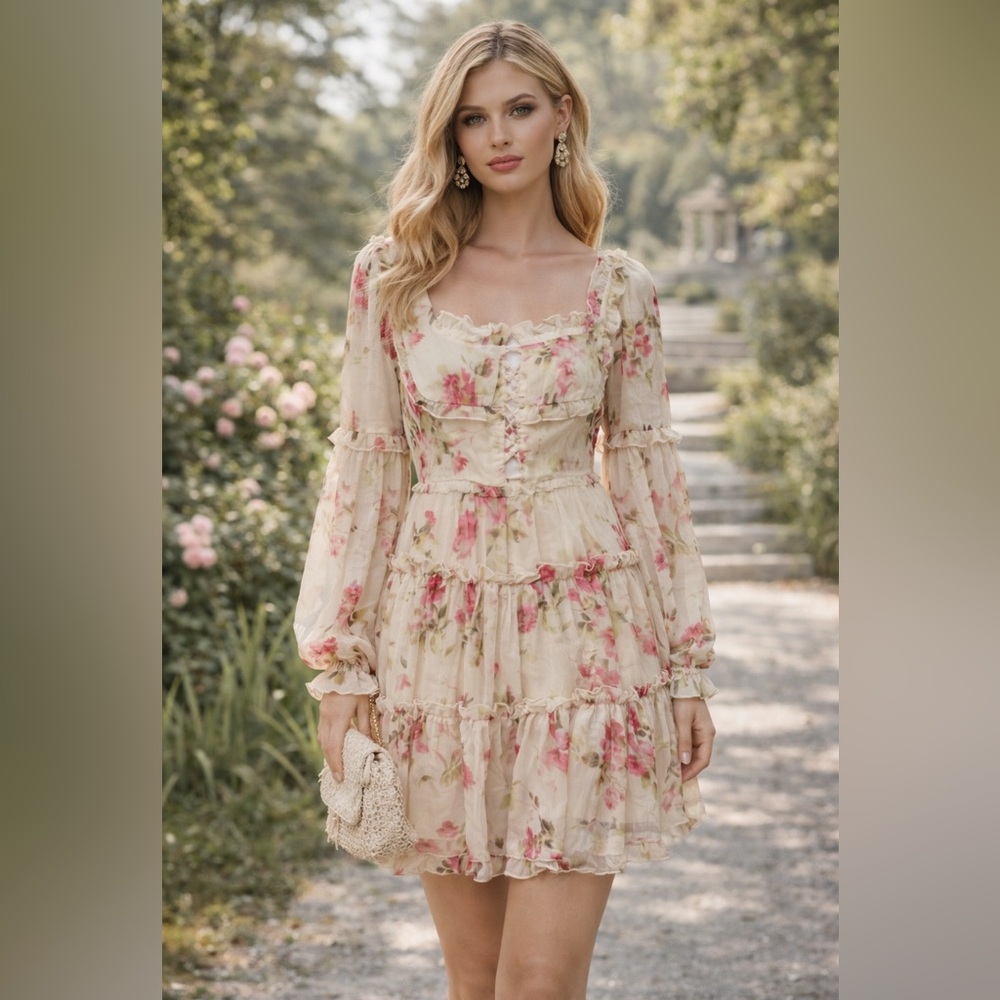 NWOT: Floral Chiffon Dress